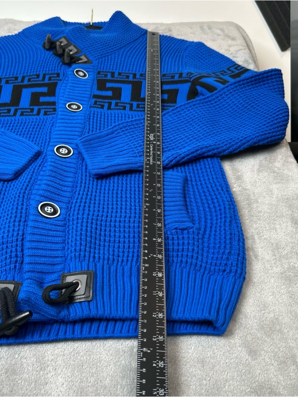 Suslo Couture Sweater Cardigan Italian Baroque Black & Blue Men’s Size L Jacket - Picture 12 of 16